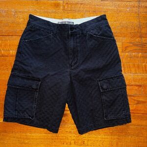 Vans Mens Black Textured Checkerboard Cargo Shorts Size 30 Skater Utility Pocket